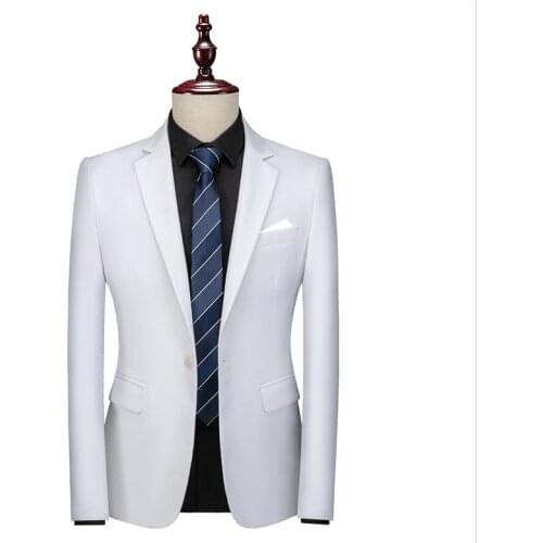 Korean Fashion Slim Fit Men Casual Office White Black Blazers Youth Handsome Single Button Wedding Dress Coat 5XL 6XL