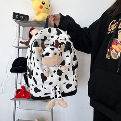 Korean college student cow canvas school backpack sweet and fresh large-capacity backpack bookbags school bag kids bags for boys