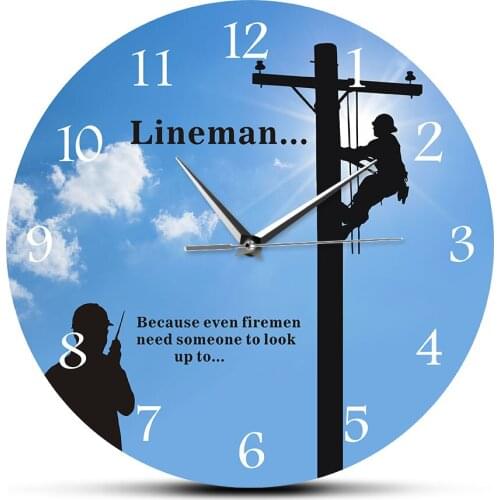 Lineman Modern Design Printed Wall Clock Electrician Inspirational Quote Decor Watch Linesman Gifts