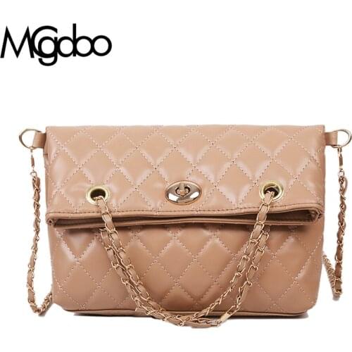 Mgcdoo Fashion Lattice Shoulder Bags Chains Quality Handbags Pu Messenger Bags For Women 2021 New Soft Totes