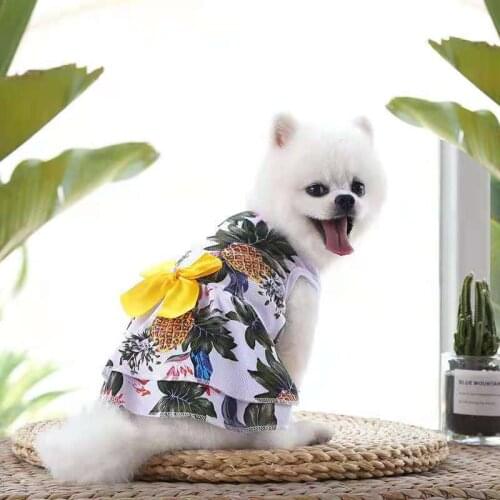 Cute Dog Clothes With Bowknot Dress Small Dog Costume Cat Clothes Corgi Pet Clothing Summer Clothes For York Pomeranian Maltese