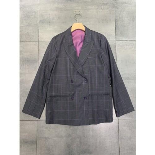Fashion 2021 New Ladies Wool Plaid Suit Jacket + 2-Piece Pants 0308