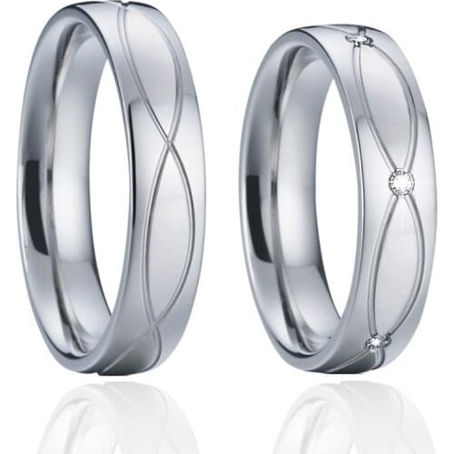 Valentines lovers Alliance wedding rings white gold color jewelry engagement couple ring set for men and women 5mm