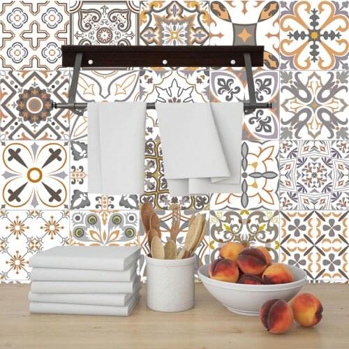 20x100cm PVC Wall Sticker Spanish style retro Bathroom Waterproof Arab Self Adhesive Wallpaper Floor Mosaic Tile Stickers Wall
