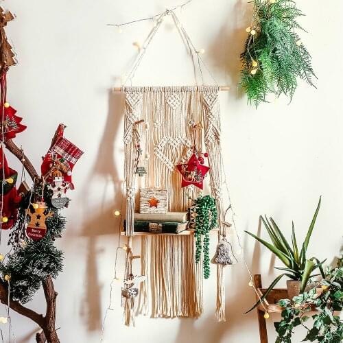 Plant Shelf Wall Hanging Tapestry Macrame Wall Art hand-made Dyed Tapestry Lace Fabric Bohemia Tassel Boho Home Decoration Gift