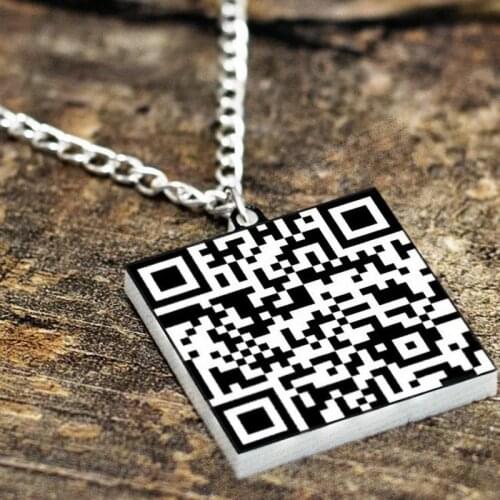 Custom QR Code Necklace // Secret Message Necklace // Engagement Gift // Friendship