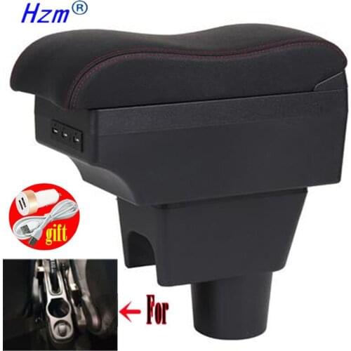 For Renault Dacia Duster armrest box For Renault Dacia Duster I 2010-2019 Central console storage box Cup holder Leather USB LED