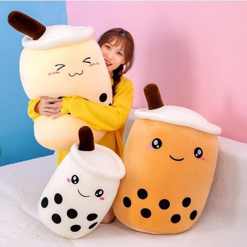 25-70CM kawaii Cartoon Fruit Bubble Tea Cup Shaped Pillow Plush Toys Cartoon Stuffed Soft Fruit Tea Pillow Decor Gift for Baby