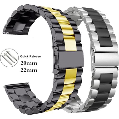 18 20 22mm 24mm Watch band for gear S3 S2 loop Stainless Steel bracelet for galaxy watch 46 45mm for Amazfit Bip Huawei GT Strap