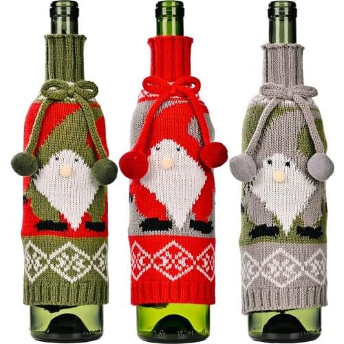 Adornos Navidad Natal Christmas Wine Bottle Decor Set Bottle Cover Clothes Kitchen Decoration for New Year Xmas Dinner Party