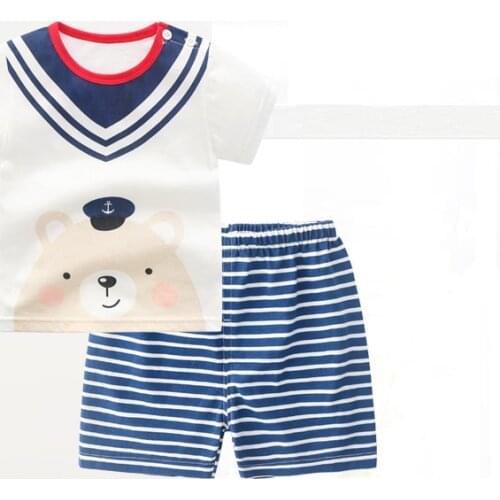 ZWF1048 Casual Baby Kids Sport Clothing Cartoon Pattern Clothes Sets for Boys Costumes Cotton Baby Clothes 6M-2Years Old