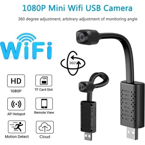 1080p Smart Mini Wifi USB Camera Real-time Surveillance IP Camera HD Night Vision Motion Detection Camera Support 128GTF Card