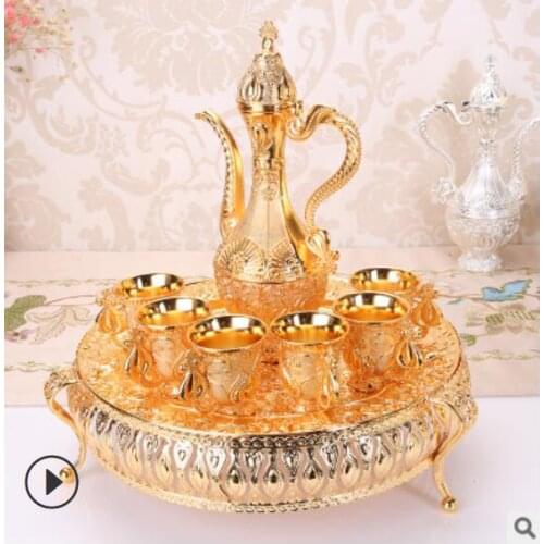 European style wine pot alloy 8-piece set vintage old white wine cup Russian wine accessories High-end luxury Home Decoration