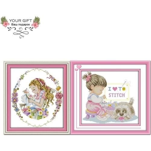 Joy Sunday C739(1)C740(2) 14CT 11CT Counted and Stamped Home Decor I Love Cross-stitch Needlepoint Embroidery Cross Stitch kits