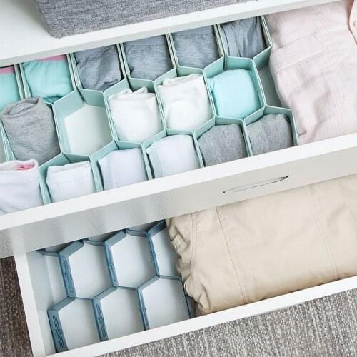 Honeycomb Shape Drawer Organizer 12 Pcs Closet Dividers Plastic Partition For Small Clothing And Cosmetic Clapboard