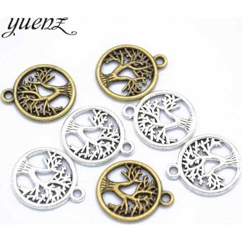 YuenZ 20pcs Antique Silver color Life Tree Charms Pendant For Jewelry Making Diy Bracelet Necklace Round Tree 19*16mm Q243