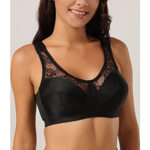 Bras For Women Plus Size Lace Lingerie Non-Padded Wide Shoulder Strap Underwear Big Size Brassiere BH Top 36-56