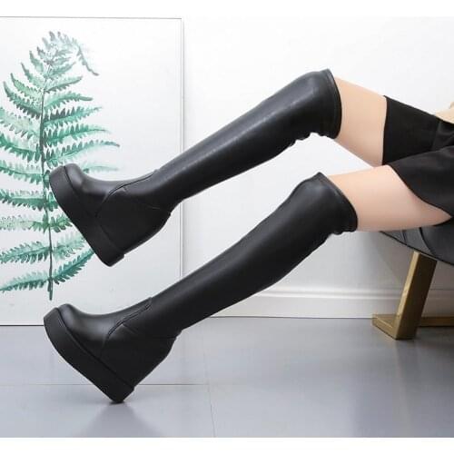 2021 Slim Boots Sexy Over The Knee High Pu Women Snow Womens Fashion Winter Thigh Shoes Woman Botas Feminina Leather Boots 35-3