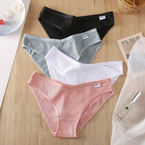 Ladies low waist high slit briefs Cotton Panties Female Briefs Underwear Plus Size Pantys Lingerie for Women 3PCS/Set S001