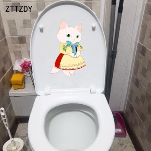 ZTTZDY 14.5*22.2CM Family Cat Toilet Living Room Home Decor Wall Sticker Decal Modern Art T3-0340