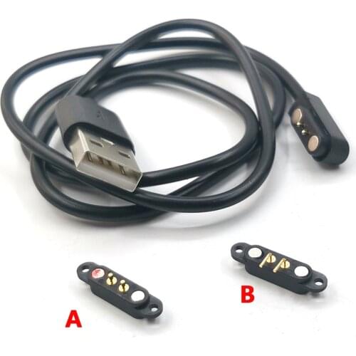 1Set Magnetic Usb Charging Cable Male Female Pogo Pin Connector Power Port 2 Pin Magnets Contact Pad PCB Charging Socket Jack