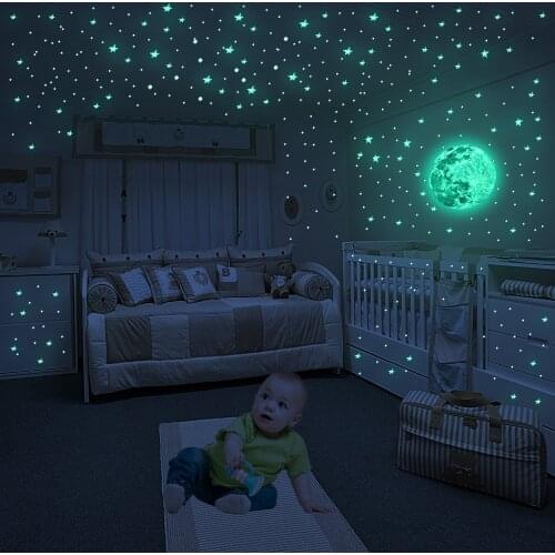 100/50pcs Stars Glow In The Dark Wall Stickers Fluorescent Stickers 3D for Kids Baby Room Bedroom Home Decor Party Holiday Decor