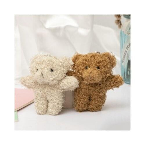 2 Colors, Bear Stuffed Plush Toy Doll , 10CM Keychain Plush Gift Animal With Key Ring