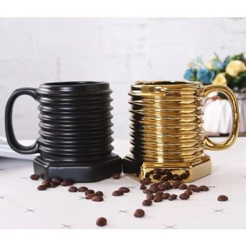 20pcs/lot 3D Screw Shape Ceramic Cool Mug Coffee Mugs Porcelain Gift Mug DurableWater cup - Black, Gold,silvery