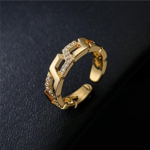Punk Style Hip Hop Jewelry For Women Men INS Style Geometric Open Ring Adjustable Size Gold Color Party Ring Bijoux