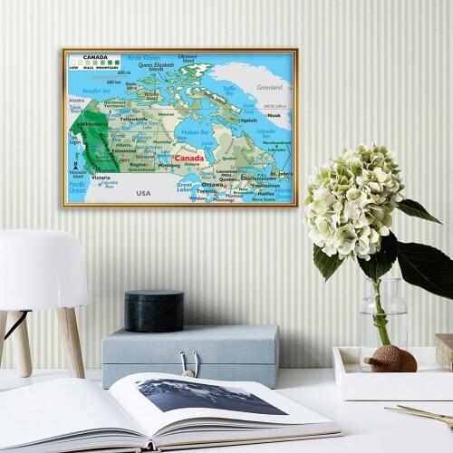 59*42cm The Canada Terrain Map Small Size Wall Art Poster Canvas Painting Travel School Supplies Living Room Home Decoration