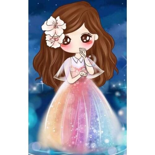 5D DIY Diamond Painting Kits Cartoon Girl Doll Princess Flower Full Round With AB Drill Embroidery Mosaic Home Decor Gift Art