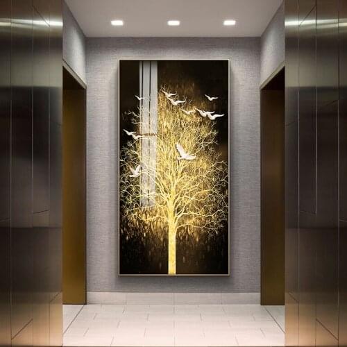 Abstract Luxury Golden Tree Canvas Painting Decorative Picture Poster For For Living Room Decoration Wall Decor