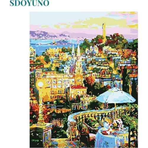 SDOYUNO 40x50cm Acrylic Painting By Numbers Kits Landscape Frameless Scenery Paint By Numbers Digital DIY Pictures On Canvas Dec