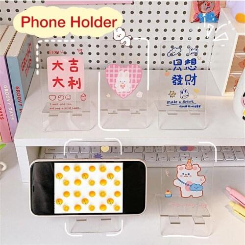 Kawaii Bunny Acrylic Phone Stand Portable Phone Mount Holder Clear Acrylic Mobile Office Desk Stand Phone Home Office Desk Stand
