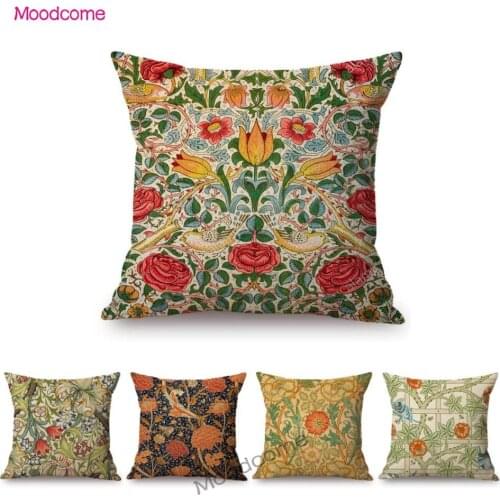 UK Artist William Morris Floral Leaves Luxurious Design Pattern Home Decorative Sofa Throw Pillow Case Linen Chair Cushion Cover
