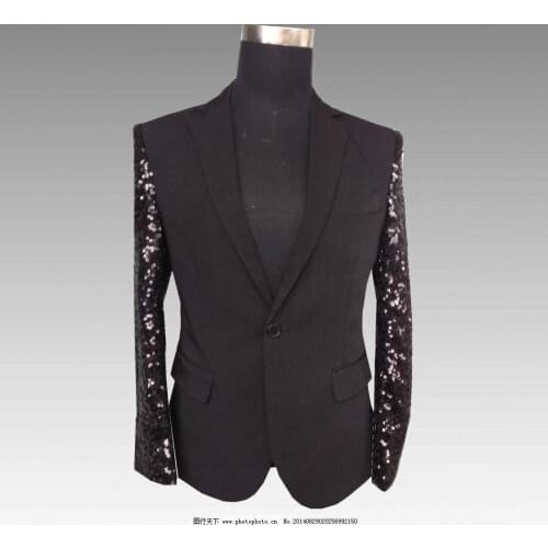 Black Male Nightclub Fashion Sequins Casual Blaser Jacket Classical Man Party Dress Slim Fit Suits Mens President Stage Clothes