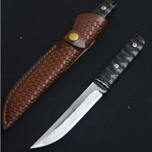 High-end Damascus Tactical Survival Knife Outdoor Fixed Blade Ebony Handle Camping Selfdefens EDC Tool Field Wilderness Samurai