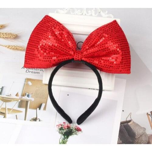 Children Hair Accessories Cute Sparkly Sequins Ear Headband Bow Hairband For Kids Girls Birthday Party Hairbands