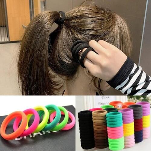 Elastic Hair Bands Neon 10pcs/20pcs/bag Large Rubber Band Ties Hairband For Women Thick Hair