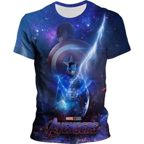 Disney Marvel Movie Avenger 3D Print T-shirt Mens Clothes Superhero Captain America T Shirt Summer Kids Girls Boys Tees Tops