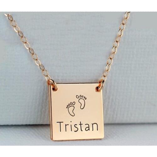 Customized Square Plate Necklace, Personalised Engraved Pendant, Custom Initial Necklace, Monogram Necklace,Small Suspended