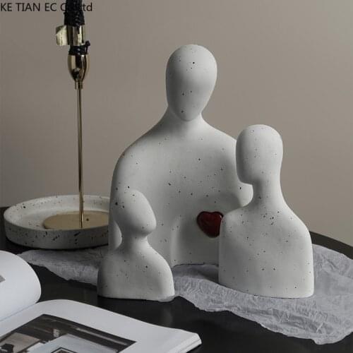 European-style Ceramic Abstract Figure Sculpture A Family of Three Deco Simple Couple Frosted Figurines Desktop Crafts Home Deco