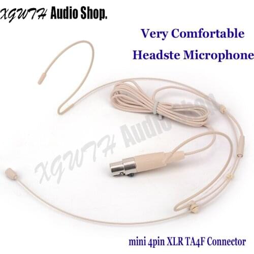 Skin Dual Earhook Condenser Cardioid Headset Microphone For Shure Wireless Body-Pack Transmitter Mini 4pin XLR TA4F Connector