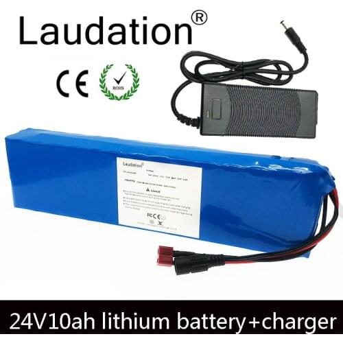 Laudation 24V 10ah Battery 24V 10ah Electric Bicycle Lithium Battery 18650 7S 4P for 250W 350W Motor With 15A Balanced BMS