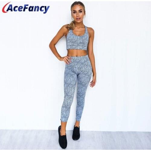 Leopard Yoga Sets Women Push Up Crop Top Yoga Leggings Womens Activewear Fitness Suits ZC2095 Gym Clothes 2 piece Set Women
