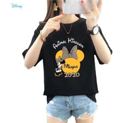 Disney Anime Minnie Mouse Summer Womens Tops Short Sleeve 13 Colors Black White T Shirt Oversize Femme Streetwear Lady Y2K Tops