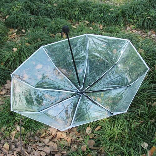 Personality can also be folded transparent umbrella umbrella three fold clear rain transparent umbrella
