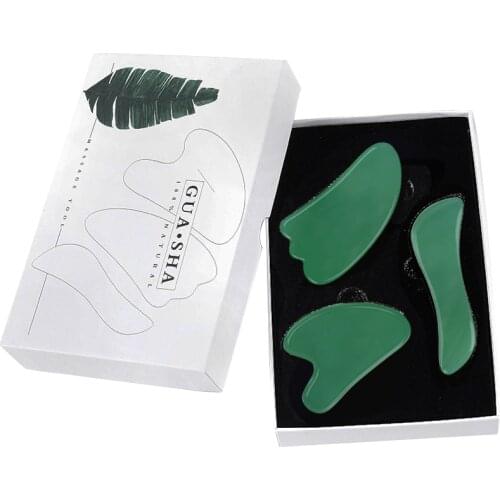 Aventurine Roller Massager Gua Sha Scraping Massage Tools Natural Stone Crystal Gouache Scraper Face Roller Set Body Health Care