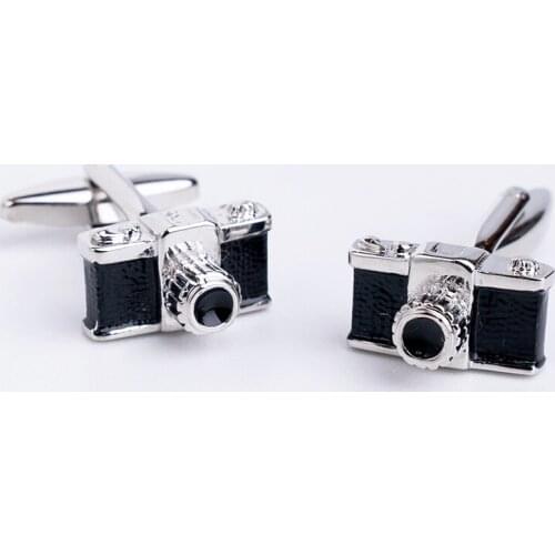 Fashion Mini Camera Cufflinks Brand Black White Cuff Links Wedding Jewelry Unique Cuff Button For Mens Birthday Graduation Gift
