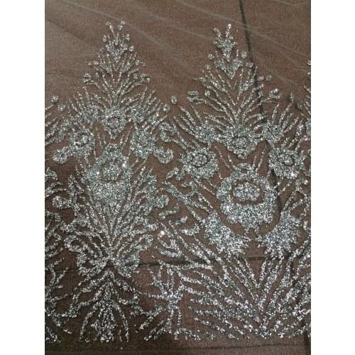 Fashionable 5yards tulle hand print glitter lace fabric z-han1116129 for sexy dress